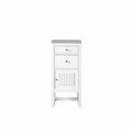 James Martin Vanities Athens 15in Base Cabinet w/ Drawers and Right Door, Glossy White w/ 3 CM Eternal Serena Top E645-B15R-GW-3ESR